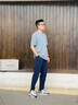 Calvin Klein Jeans夏季男女情侶中性印花休閑通勤ck純棉寬松短袖T恤J325574 PN6-霧霾藍 L 曬單實(shí)拍圖