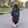 G.DUCK KIDS小黃鴨童裝女童羽絨服秋冬季中長款女寶寶衣服加厚保暖連帽外套 黑色 120碼建議110-120cm6-7歲cm 曬單實(shí)拍圖