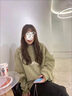 矜持范超火古著衛(wèi)衣女秋冬款oversize無帽加絨外套ins潮學(xué)生寬松上衣服 綠色-加絨款_優(yōu)質(zhì)面料 S _60-85斤 曬單實(shí)拍圖