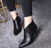 NINE WEST/玖熙美國品牌短靴女春夏新款時裝靴尖頭小短靴細高跟皮靴踝靴 黑色 34 (220mm) 曬單實拍圖
