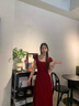 GARNUO紅色小飛袖吊帶連衣裙子女夏季法式訂婚禮服敬酒服紅裙子收腰長裙 紅色 XS【80-100斤】 曬單實拍圖