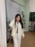 羅蒙（ROMON）秋季時尚提花夾克外套女士秋裝2025新款顯瘦短款春秋女棒球服上衣 米白色 L -105-115斤拍 曬單實(shí)拍圖