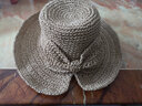 MISMEMO小沿草帽女夏天簡(jiǎn)約蝴蝶結休閑盆帽漁夫帽逛街出游鉤針遮陽(yáng)太陽(yáng)帽 淺咖色 曬單實(shí)拍圖