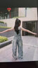 女童春裝套裝2025新款美式復(fù)古大童背帶褲時髦秋夏季女孩兩件套潮 背心+藍色背帶褲【套裝】 140cm 曬單實拍圖