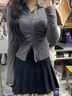 鳳蝶兒連衣裙子春季女裝穿搭女套裝2025年新款韓版甜辣純欲風(fēng)女神范辣妹 8635上衣+黑色裙子（沒(méi)鏈子） M 曬單實(shí)拍圖