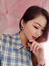 大絨鵝幾何藍色耳釘女2024年新款高級感禮物氣質(zhì)輕奢耳環(huán)精致耳環(huán) 寶藍 曬單實(shí)拍圖