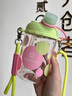 大嘴猴吸管水杯雙飲口女夏天高顏值小巧新款耐熱學(xué)生塑料便攜兒童隨行杯 【雙飲口-帶提繩】桃桃綠 590ml 曬單實(shí)拍圖