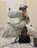 BMOI羽絨服女中長(zhǎng)款韓版寬松新款黑色2025過膝加厚毛領(lǐng)小個(gè)子外套 灰白色環(huán)保毛 S 曬單實(shí)拍圖
