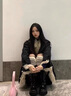 LPOX棉服女冬季復(fù)古拼接黑色毛毛牛仔外套女加絨加厚寬松中長(zhǎng)款棉衣 黑色 M 【100-115斤】 曬單實(shí)拍圖