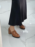 愛(ài)步（ECCO）高跟鞋女 優(yōu)雅流蘇深口牛皮粗跟正裝單鞋女  雕塑奢華222663 HL 淺棕色22266301291 38 曬單實(shí)拍圖