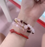 奈維斯汀粉水晶手鏈女多圈粉色串珠平安扣手串日520禮物女 曬單實(shí)拍圖
