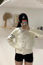 舒芳蝶（shufangdie）棉服女2024冬季新款女裝小香風(fēng)針織拼接短款加厚保暖棉衣外套女潮 白色 M 曬單實(shí)拍圖