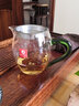 雅集茶具龍膽玻璃公道杯茶漏功夫茶具公杯分茶耐熱配件倒茶器加厚 龍膽公道杯360ml（翠綠把）+不銹鋼茶隔 曬單實(shí)拍圖