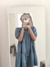 clotho Rennie品牌女裝短袖連衣裙女夏季新款2025年減齡寬松遮肉顯瘦通勤襯衫裙 藍色 2XL 曬單實(shí)拍圖