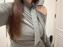 托瑪菲法式連衣裙2024秋季女裝新款高級感氣質(zhì)露肩打底內(nèi)搭長裙子小個(gè)子 灰色 M 曬單實(shí)拍圖