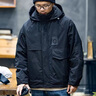 京西藍(lán)靛秋季新款連帽沖鋒棉服男潮流寬松感加棉保暖棉衣防水休閑外套 黑色常規(guī)款 (J003) L 合適體重120-140斤 曬單實(shí)拍圖