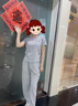 KBZ輕奢夏季輕熟風(fēng)休閑運動(dòng)套裝女灰色修身正肩短袖t恤闊腿褲兩件套 灰色兩件套 M （101-110斤） 曬單實(shí)拍圖