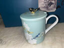 Gao Chun Ceramics高淳陶瓷鵲登高淳帶蓋水杯馬克杯描金輕奢送禮伴手禮茶杯水杯 鵲登高枝蓋杯綠 曬單實拍圖