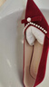達芙妮高跟鞋女細跟單鞋夏季女鞋秀禾婚紗敬酒服新娘鞋婚鞋 紅色 38 曬單實(shí)拍圖