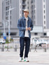真維斯（Jeanswest）男士高街牛仔外套男春秋季寬松大碼日系痞帥夾克男潮流百搭 藍色 XL (適合145-160斤） 曬單實(shí)拍圖