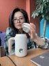 南極人保溫杯女陶瓷內膽316不銹鋼帶手柄茶水分離泡茶杯男辦公室水杯子 流云白【陶瓷覆層內膽】420ml 曬單實(shí)拍圖