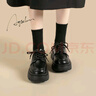 奧古獅登樂(lè )福鞋女新款秋冬小眾法式厚底小個(gè)子單鞋英倫風(fēng)氣質(zhì)系帶小皮鞋女 523203黑色【跟高5.5cm】 39 曬單實(shí)拍圖