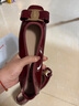reemoor方頭單鞋女2026春冬新款復古軟底粗跟百搭媽媽鞋睿慕蛋卷女鞋 酒紅色 38 曬單實(shí)拍圖
