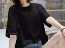 奧益亨純棉短袖t恤女純色新款體恤寬松夏裝上衣服韓版半袖t桖 純黑色  M （100-115斤） 曬單實(shí)拍圖