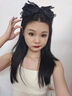 向晚 黑色網(wǎng)紗大蝴蝶結頭箍高顱頂高級感發(fā)箍 多層蝴蝶結發(fā)箍 曬單實(shí)拍圖