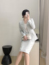 AD主持人正裝女高端商務會議接待工作服酒店前臺工作裝職業(yè)裝套裝 水藍色西裝 S 曬單實拍圖