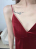 莫代爾金絲絨睡衣女春秋性感吊帶睡裙內衣帶胸墊家居服短裙紅色裙冬 寶藍色 吊帶裙帶胸墊 M 160 建議100斤內 曬單實(shí)拍圖