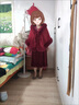 蜜凡蘇秋冬喜婆婆的旗袍披肩婚紗婚禮酒紅秋冬新娘禮服高端兔毛外搭 酒紅色 曬單實拍圖