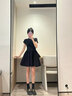 GARNUO黑色連衣裙子女2025新款夏季法式茶歇小個子高級感赫本風(fēng)收腰短裙 黑色 M【101-110斤】 曬單實拍圖