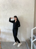 安踏針織運(yùn)動套裝女子秋季開衫休閑運(yùn)動服寬松跑步健身外套長褲兩件套 【連帽款】基礎(chǔ)黑-4 M/165 曬單實(shí)拍圖