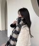 妙奕嘉圍巾女冬季新款送女朋友氛圍韓版格子學(xué)生保暖圍脖男情侶圍巾百搭 黑米白格子流蘇圍巾 曬單實(shí)拍圖