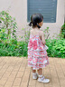 幼歌（YOUGE）嬰幼兒夏季新款裙子碎花吊帶連衣裙輕薄透氣柔軟蛋糕裙 粉花 90 cm 曬單實(shí)拍圖