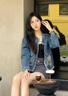 CTOX2025秋冬新款復古毛邊水洗牛仔外套女設計感寬松短款百搭夾克上衣 藍色牛仔 M 95-110斤 曬單實(shí)拍圖