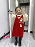 G.duck小黃鴨女童秋冬裝連衣裙周歲女寶寶套裝兒童公主裙女孩加絨兩件套 中國紅 110 尺碼4~5歲【100-110cm】 曬單實(shí)拍圖
