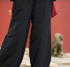 亂在江南民族風(fēng)棉麻保暖夾薄棉褲女冬季新款松緊腰復古休閑純色寬松蘿卜褲 黑色 均碼 曬單實(shí)拍圖