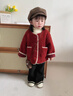 班喜迪女童套裝秋冬款新款兒童外套毛衣褲子新年冬裝寶寶衣服過(guò)年拜年服 紅色 90 曬單實(shí)拍圖