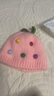 李晨曦（Lichenxi）新生嬰兒兒帽子秋冬季幼兒童帽三個(gè)月冬天小孩女寶寶針織毛線(xiàn)帽秋 圓點(diǎn)棒葉毛線(xiàn)帽  粉色 帽圍 42-46cm  參考年齡 2-14月 曬單實(shí)拍圖
