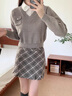舒芳蝶（shufangdie）連衣裙女裝2026秋冬季假兩件學(xué)院風(fēng)軟糯襯衫針織衫格紋短裙兩件套 上衣+短裙【兩件套】 M 曬單實(shí)拍圖