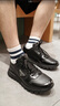 PRADA/普拉達(dá)【七夕禮物】男士三角形徽標(biāo)裝飾皮革運(yùn)動(dòng)鞋 黑色 43 （9） 曬單實(shí)拍圖