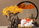 歐梵普（oufanpu）招財(cái)貓發(fā)財(cái)樹辦公室招財(cái)擺件喬遷之喜開業(yè)禮物客廳玄關(guān)流沙畫裝飾 招財(cái)貓 青綠金山【背靠金山】 【寓意美好-百搭場景】 曬單實(shí)拍圖
