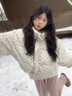 乖米豆棉服2024冬季新款棉服女短款小個(gè)子顯瘦韓系立領(lǐng)碎花棉襖外套潮 米白色 M 曬單實(shí)拍圖