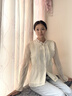 LAGOGO立領(lǐng)新中式襯衫女拉谷谷春秋新款氣質(zhì)米白色法式長(cháng)袖上衣 米白色(V2) L 曬單實(shí)拍圖