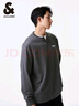 杰克·瓊斯（JACK&JONES）25年秋季植絨重磅棉字母休閑套頭寬松長(cháng)袖T恤男裝打底衫內搭外穿 水泥灰色E39 M 175 曬單實(shí)拍圖