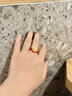 俏戀 黃金足金玫瑰花紅繩轉(zhuǎn)運(yùn)珠戒指女3d硬金編織指環(huán)男女金首飾 大款玫瑰花戒指 曬單實(shí)拍圖