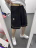 地潮男休閑短褲男寬松潮牌ins運動(dòng)褲子青少年學(xué)生夏季薄款直筒五分中褲 【速干透氣】黑色 3XL【建議150-175斤】 曬單實(shí)拍圖