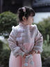 班喜迪女童連衣裙兒童漢服冬裝2025新款寶寶公主裙周歲禮服秋冬國風(fēng)裙子 粉色 120 cm 曬單實(shí)拍圖
